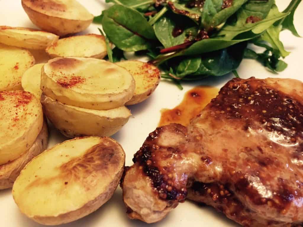Barbecue Pork Steaks with Mixed Salad