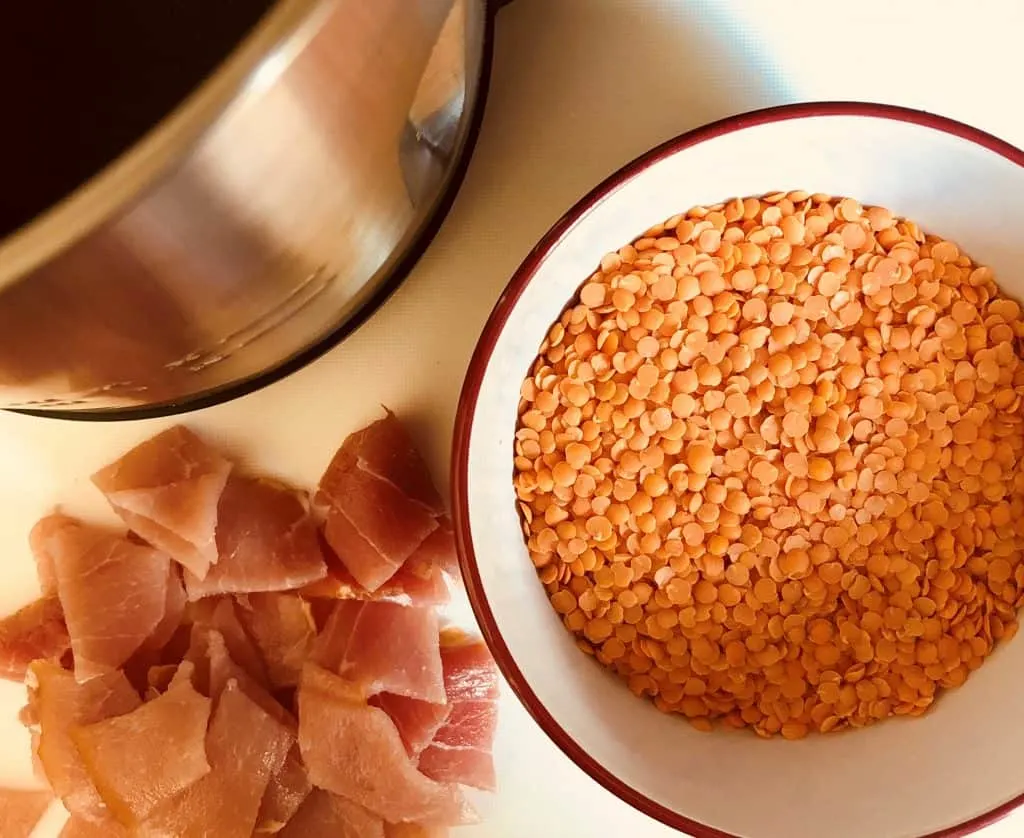 lentil and bacon soup ingredients