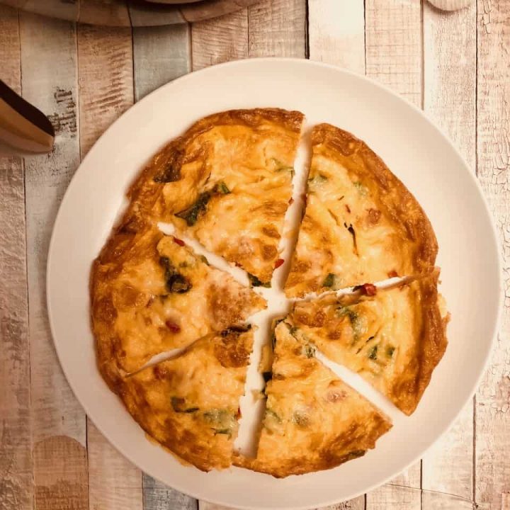 frittata on a plate by an air fryer