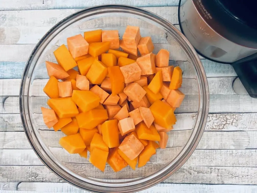 butternut squash and sweet potato in a soup maker