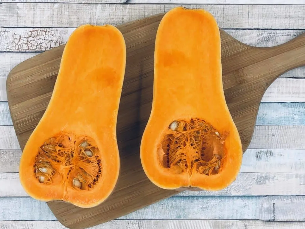 butternut squash sliced in half