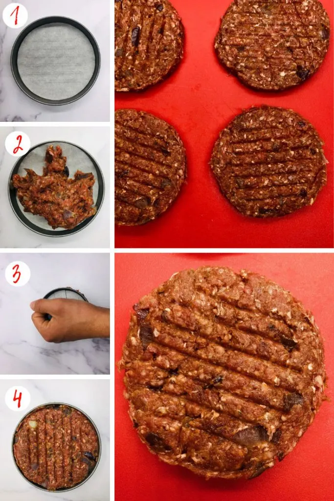 steps to making a burger in a burger press