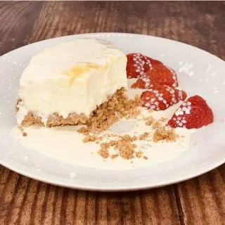 serving of no bake lemon cheesecake