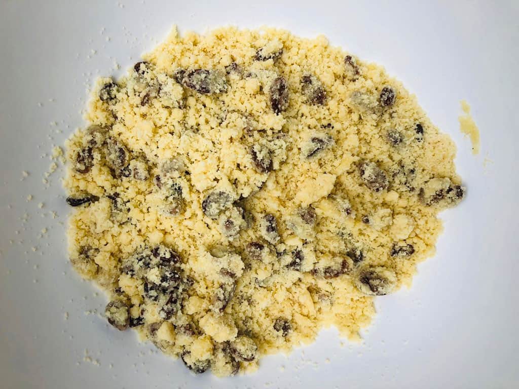 sultanas in mixture for rock cakes