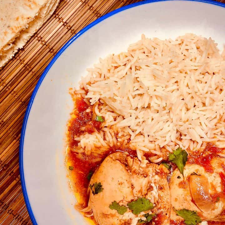 slow cooker chicken curry on a plate