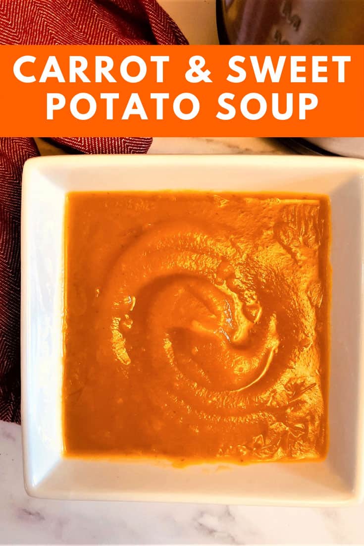 carrot and sweet potato soup in a bowl