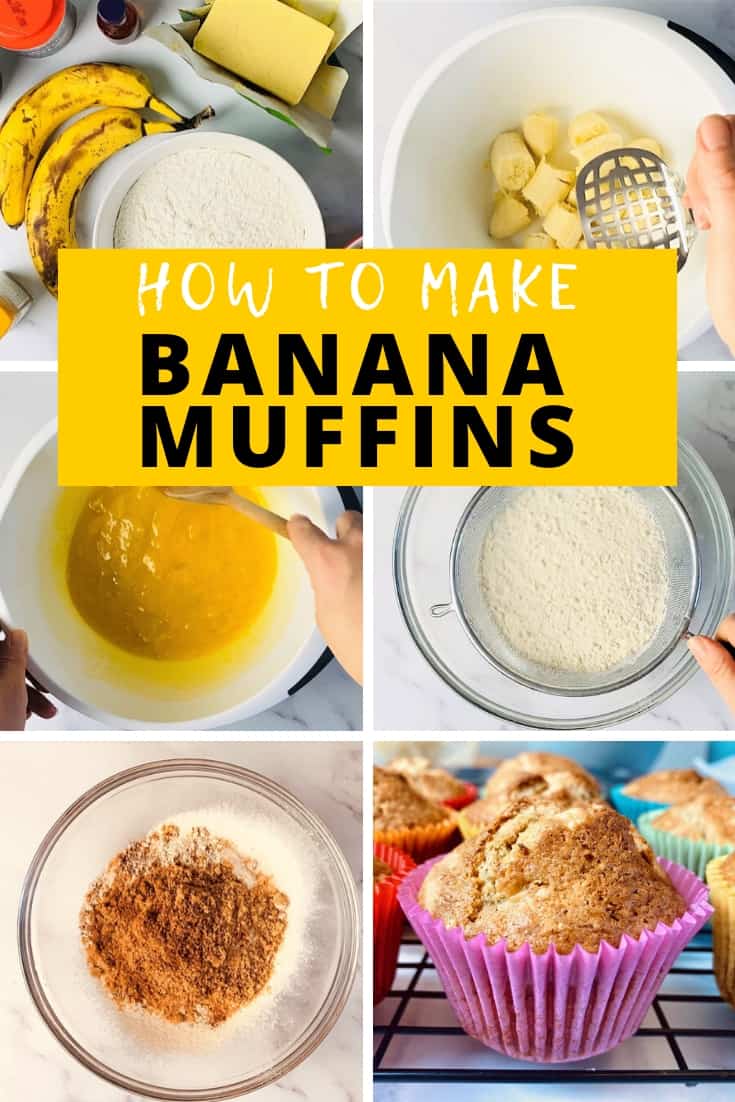 step by step process for making banana muffins