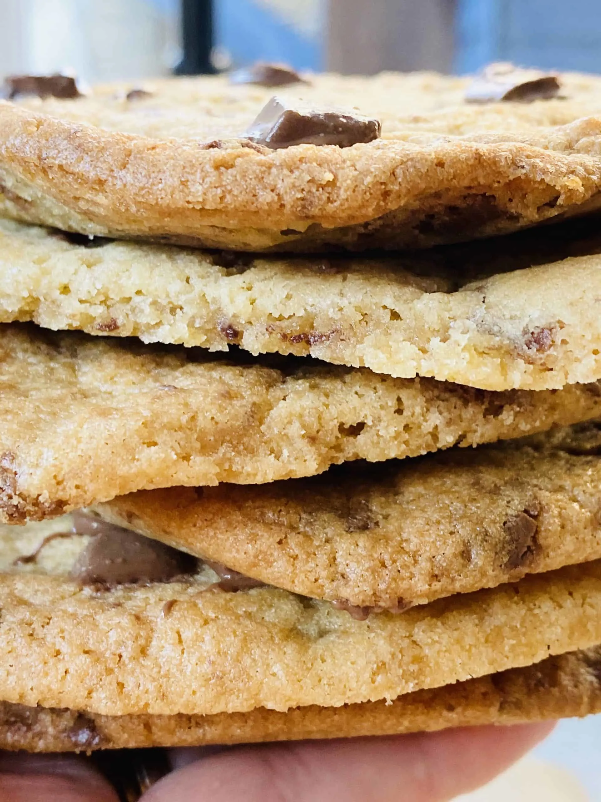 chocolate chip cookies in a pile