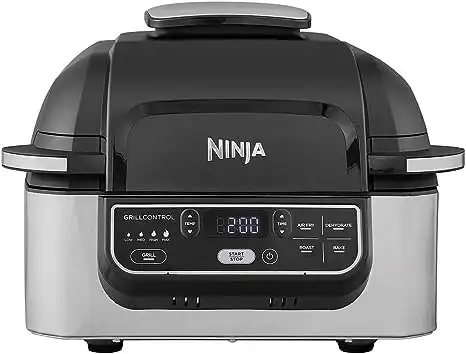 Ninja Foodi Health Grill and Air Fryer 5.7 Litres, Brushed Steel and Black