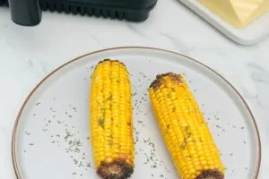 corn on the cob next to air fryer