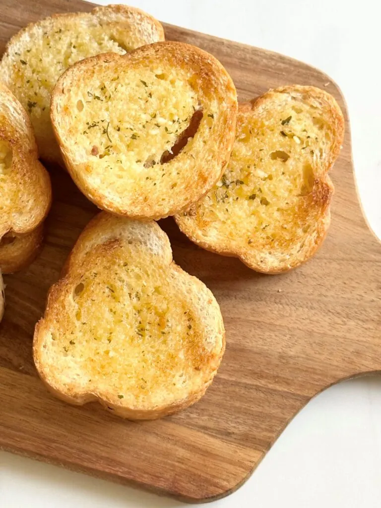 Air Fryer Garlic Bread Chopped On Board