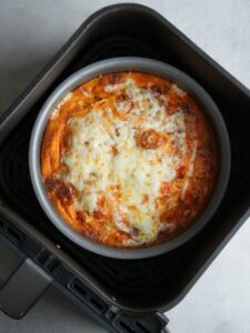 pizza frittata in an air fryer cooked