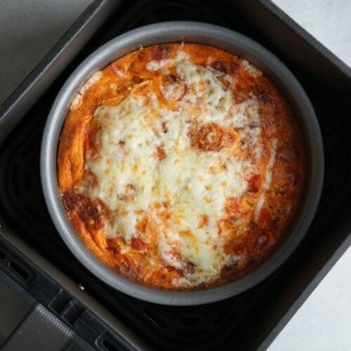 pizza frittata in an air fryer cooked