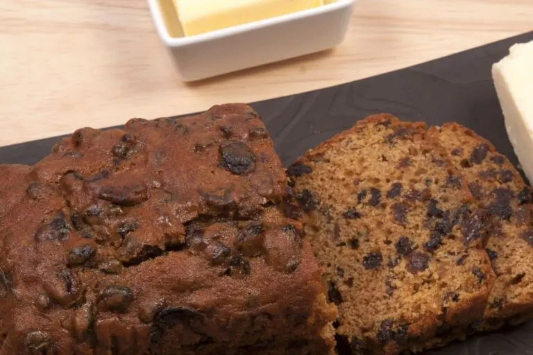 Bara Brith sliced with butter