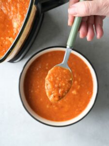 bombay potato soup with a spoonful