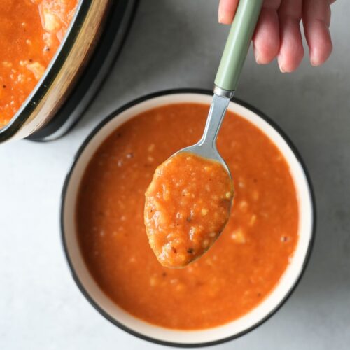 bombay potato soup with a spoonful