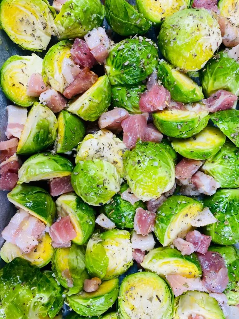 Roasted Brussel sprouts and bacon