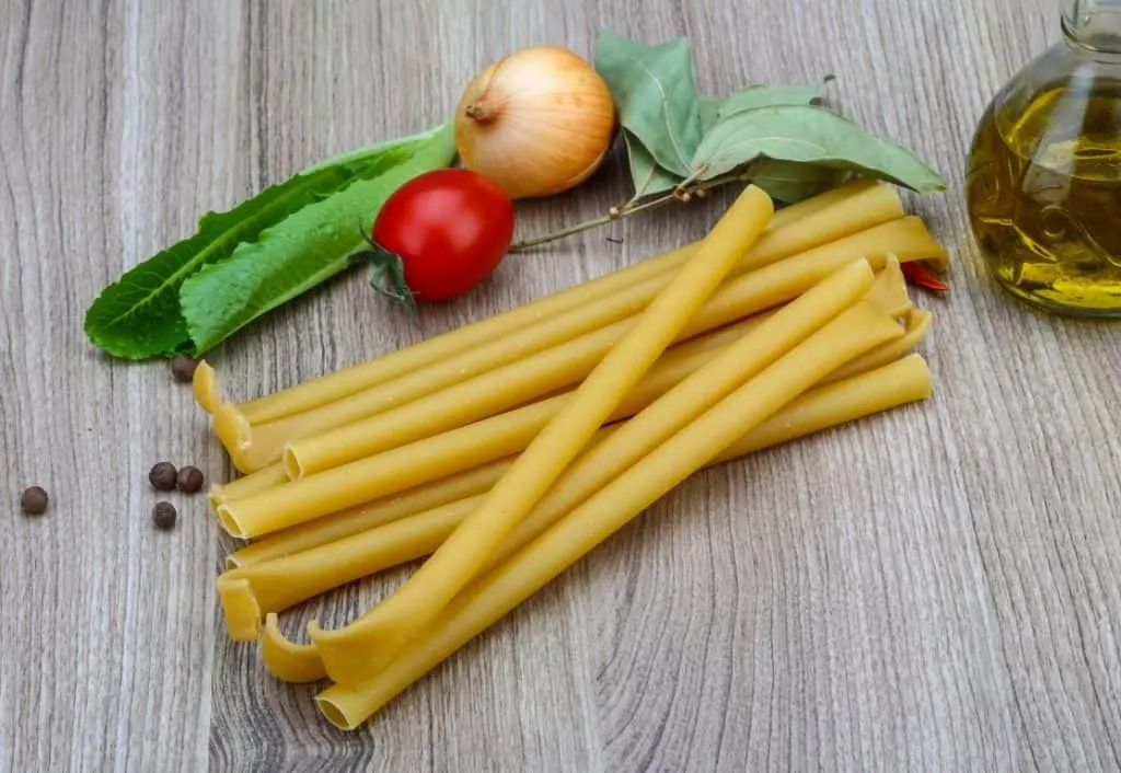 bucatini pasta with tomato and onion