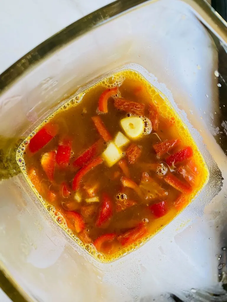 chicken, garlic, pepper, onion, stock and Mayflower curry powder in a Ninja Soup Maker