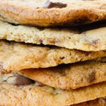 chocolate chip cookies piled on top of each other