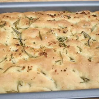 Baked focaccia in pan