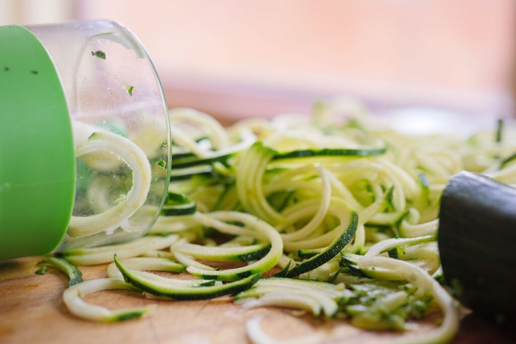courgetti - courgette spiralized with a spiralizer