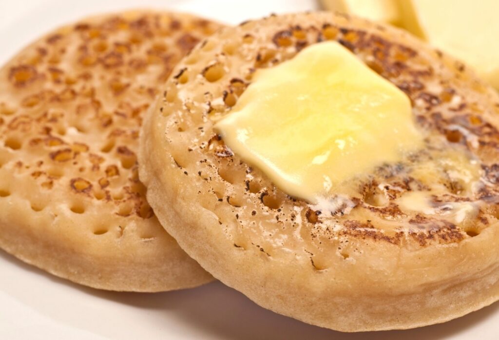 crumpets with butter melted on top