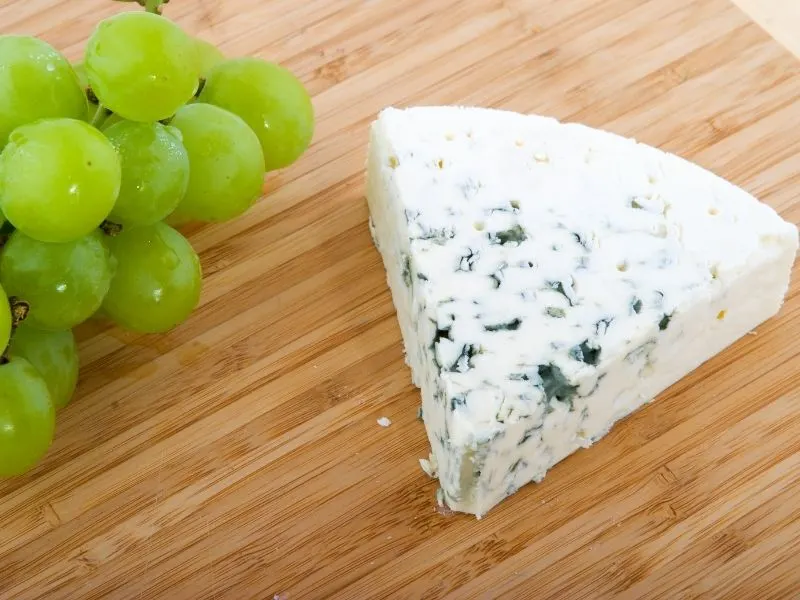 Danish Blue Cheese next to grapes