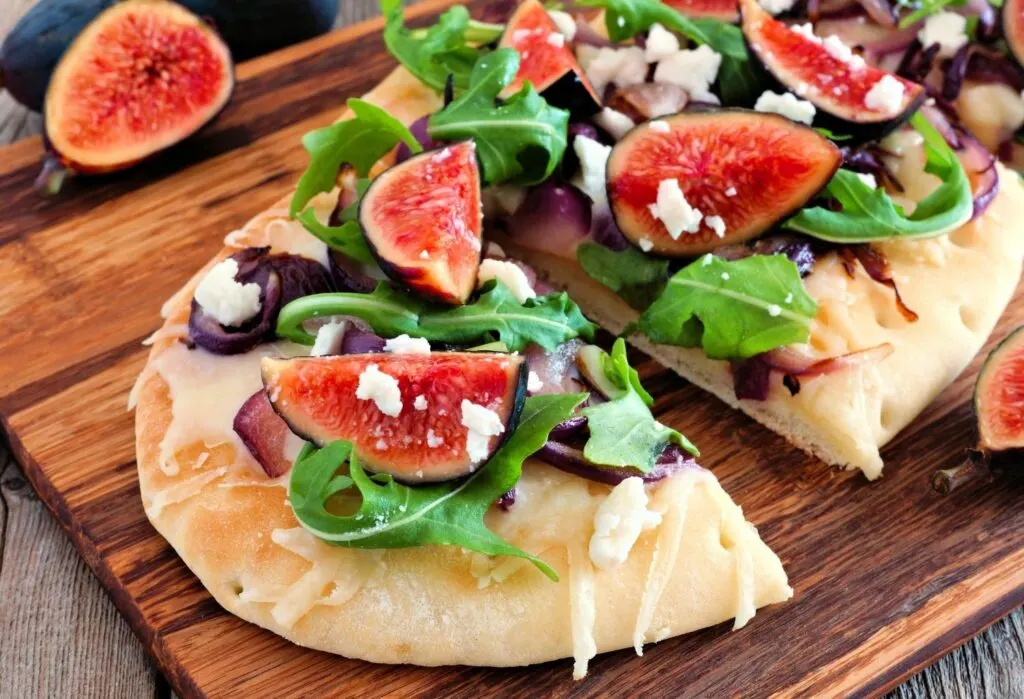 Flatbread with salad on top