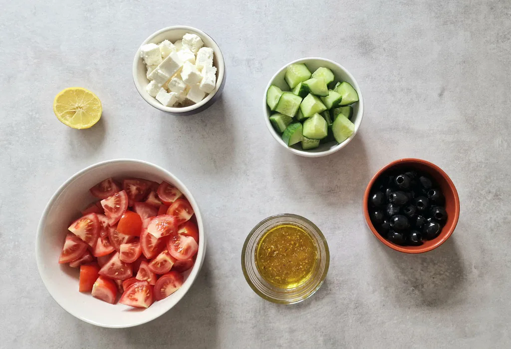 ingredients for Greek salad