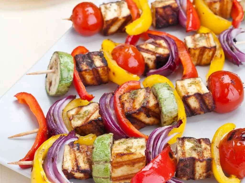 halloumi kebabs on BBQ