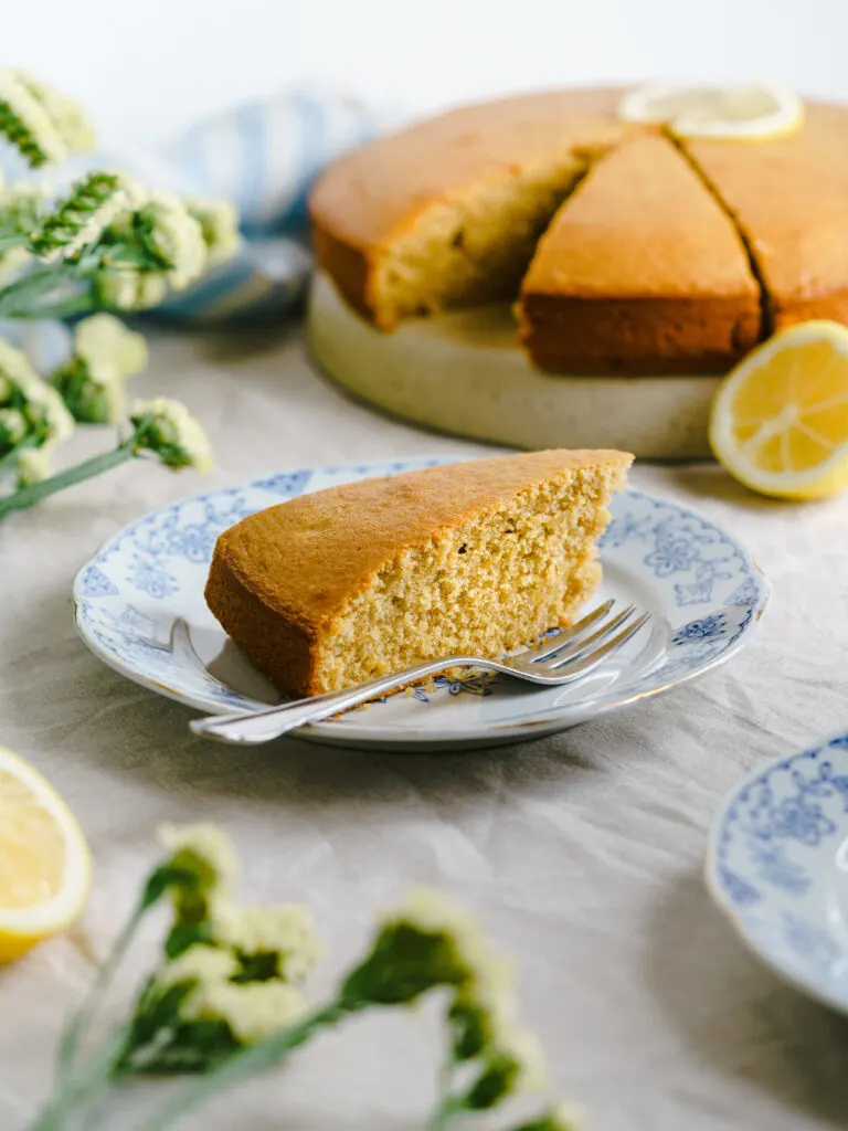 slice of Madeira cake on a plate