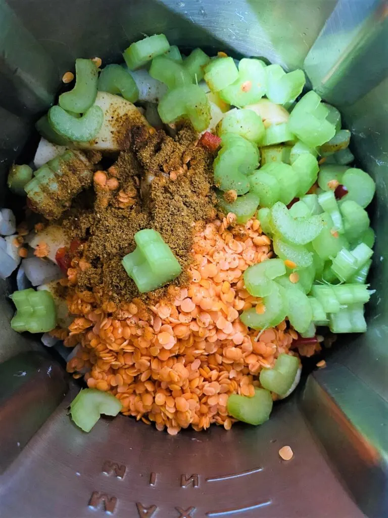 ingredients for mulligatawny soup in a soup maker