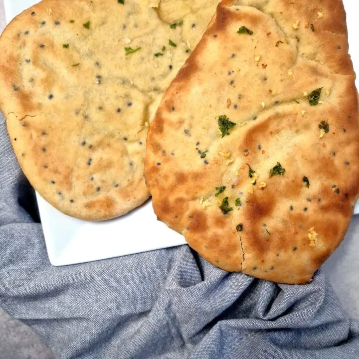 Finished naan bread on plate