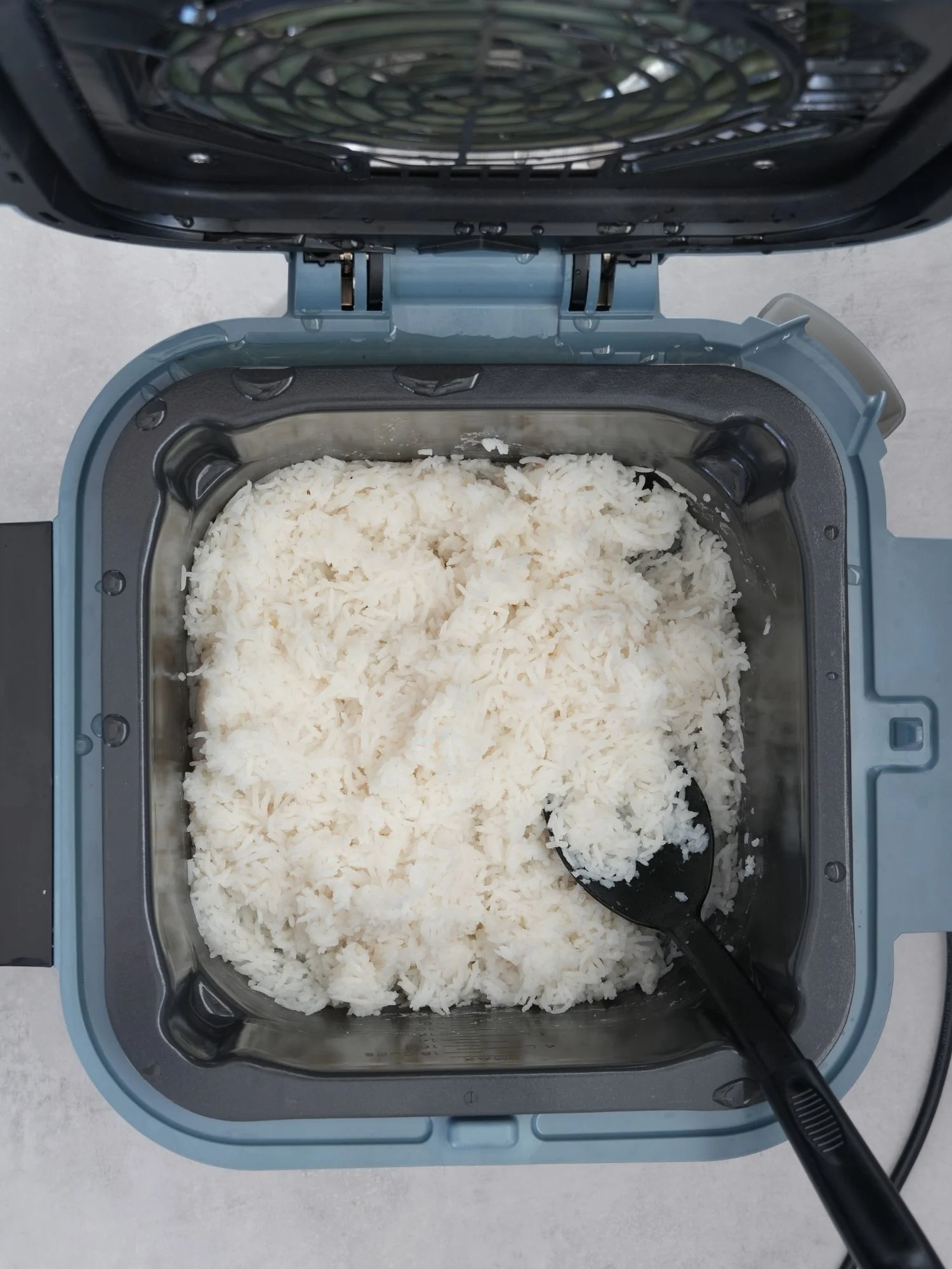 cooked white rice in the Ninja Speedi