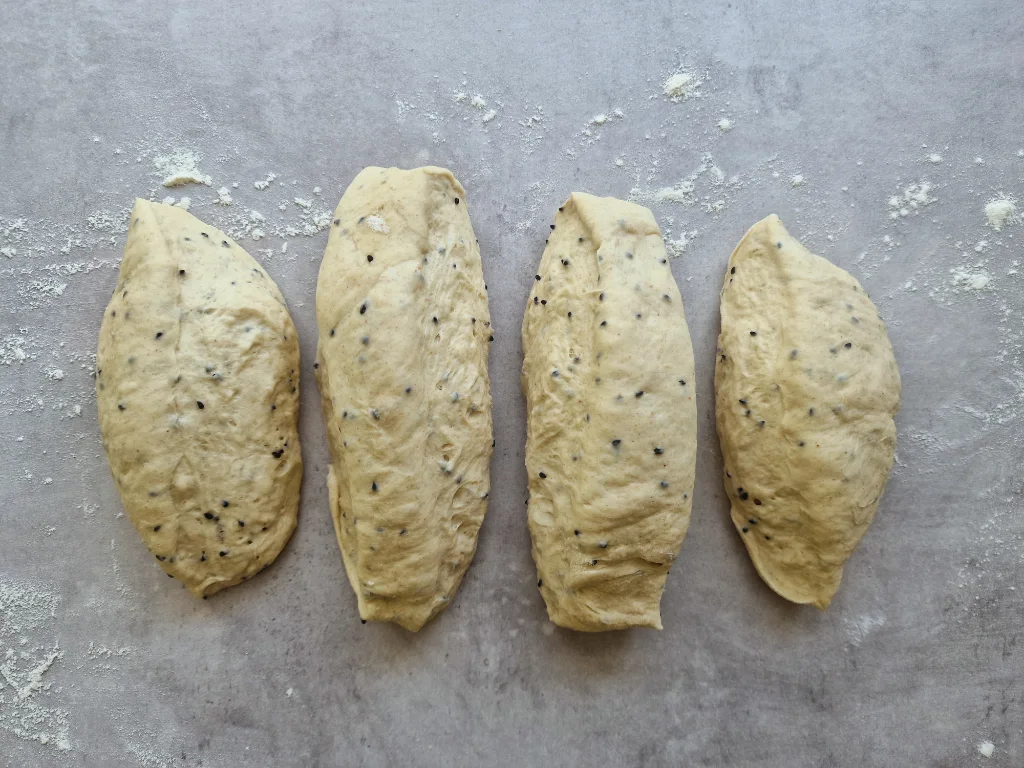 quartered dough