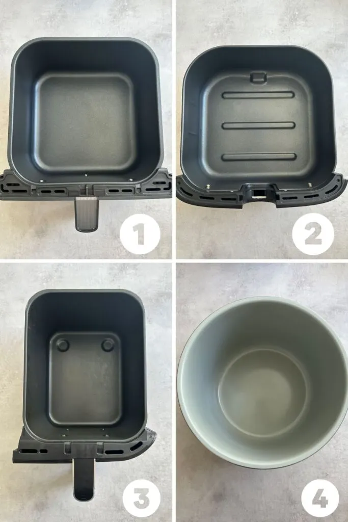 comparing empty air fryer baskets