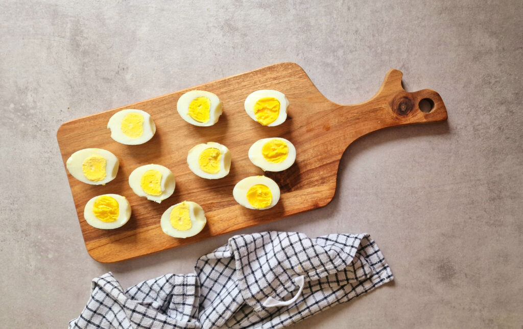 boiled eggs cooked in an air fryer