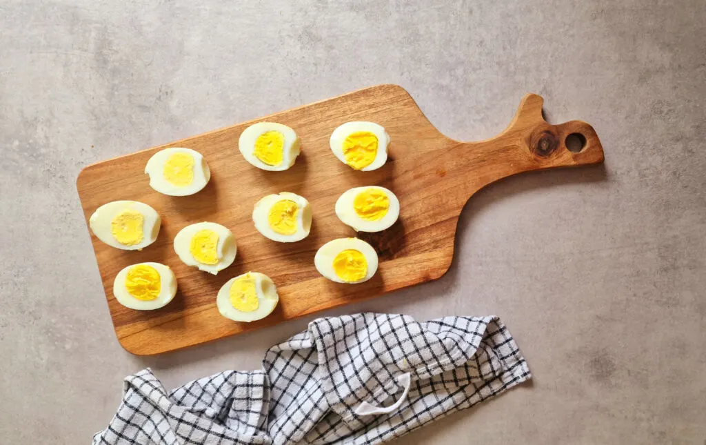 boiled eggs cooked in an air fryer