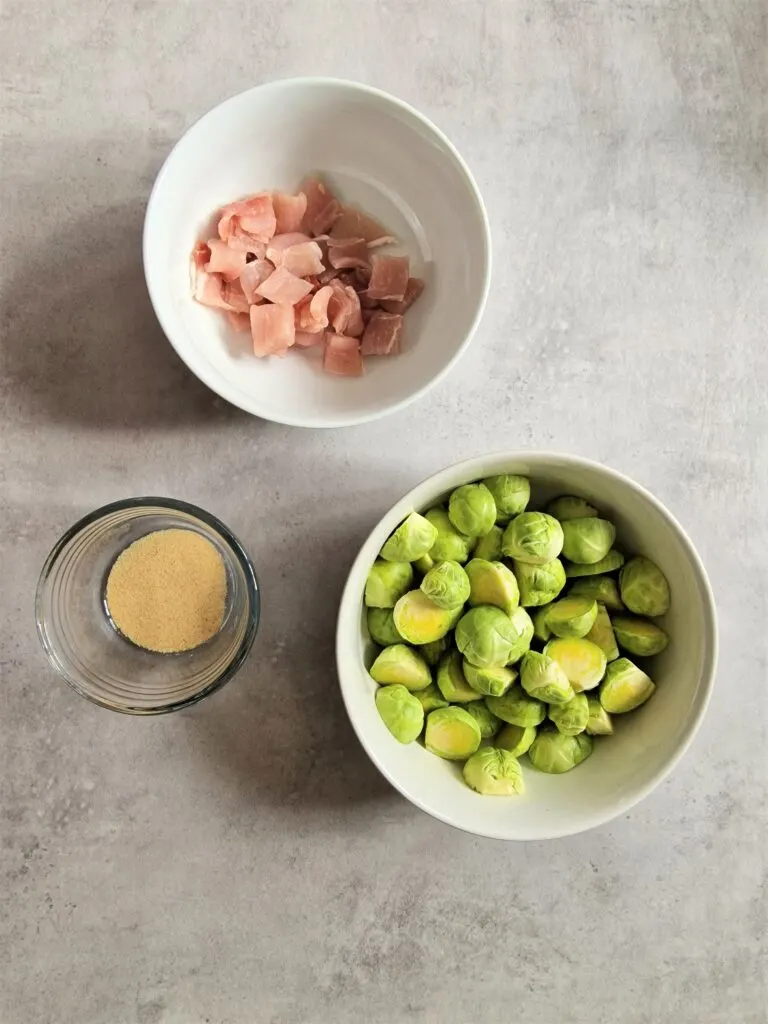 brussel sprouts, bacon and garlic salt