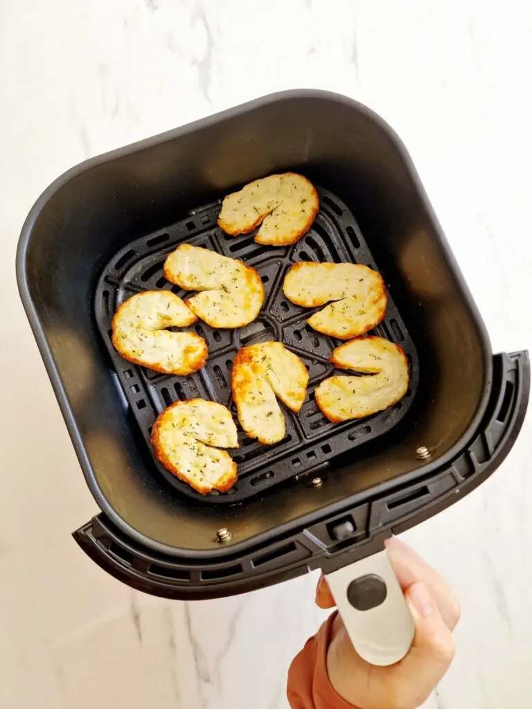 browned air fryer halloumi