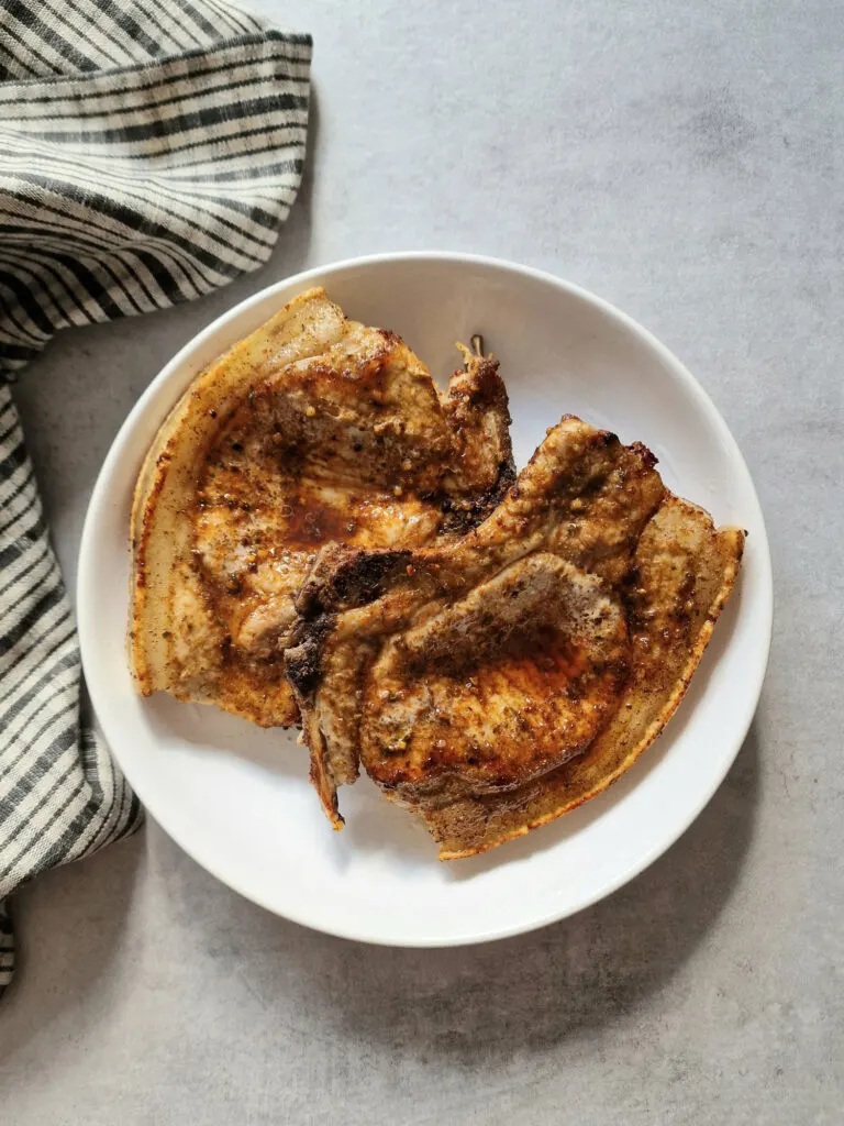 air fryer pork chops on a plate