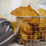 air fryer potato wedges in basket