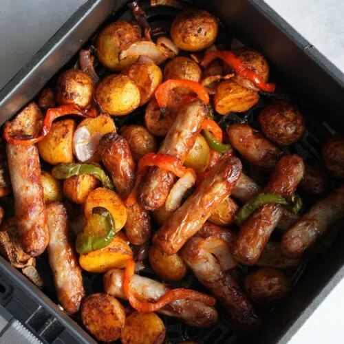 air fryer sausage tray bake