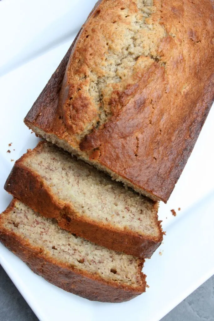 banana bread sliced on a plate