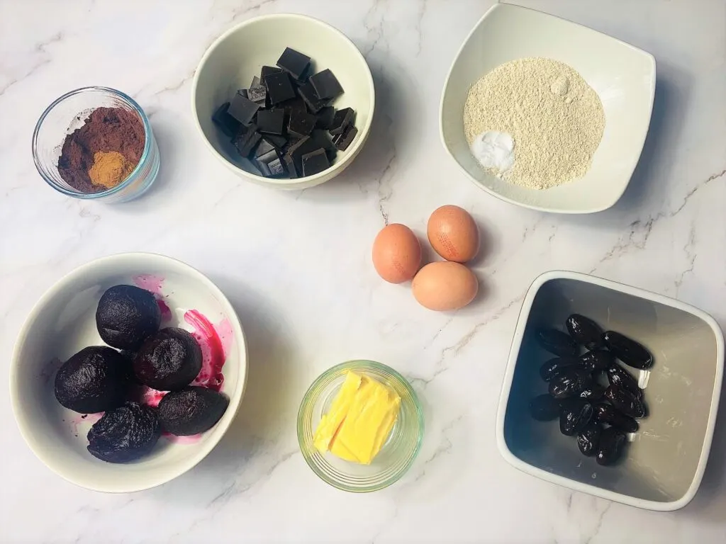 ingredients for beetroot brownies