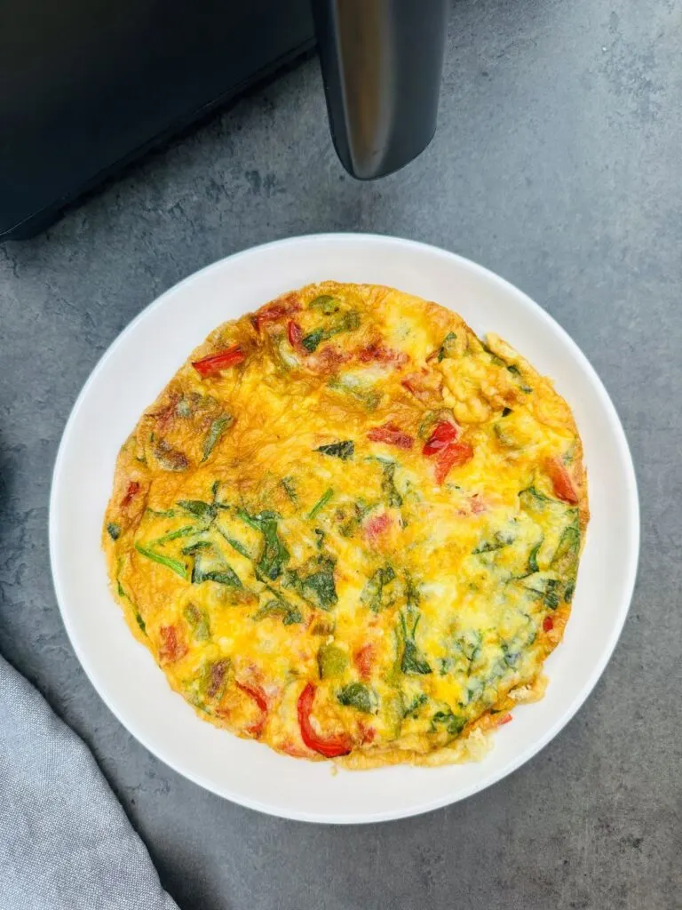 breakfast frittata next to air fryer