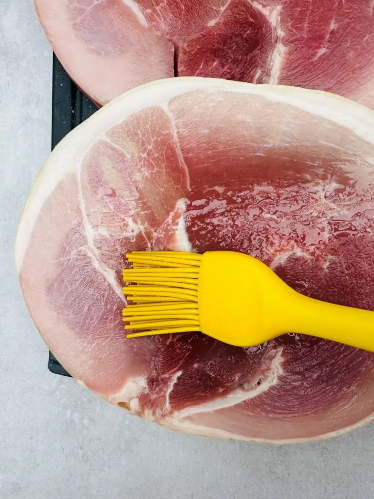 oiling gammon steak before adding it to the air fryer