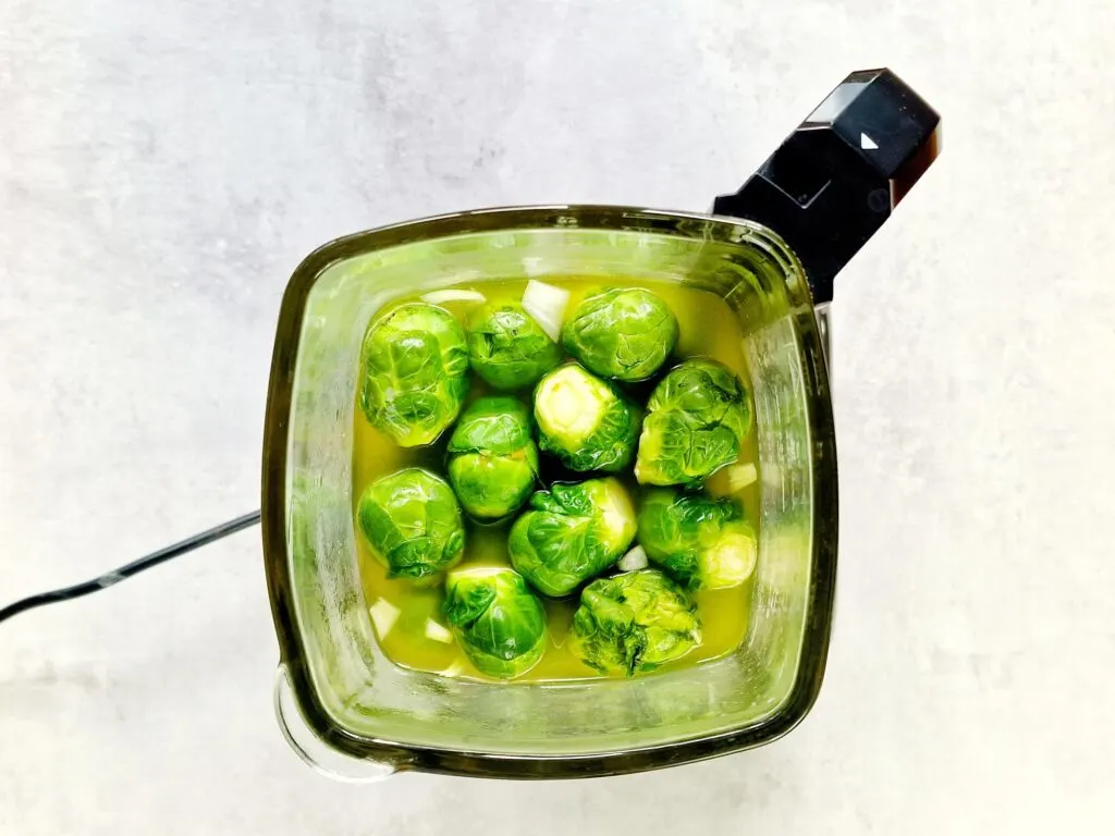 sprouts, stock and onions in Ninja Soup Maker