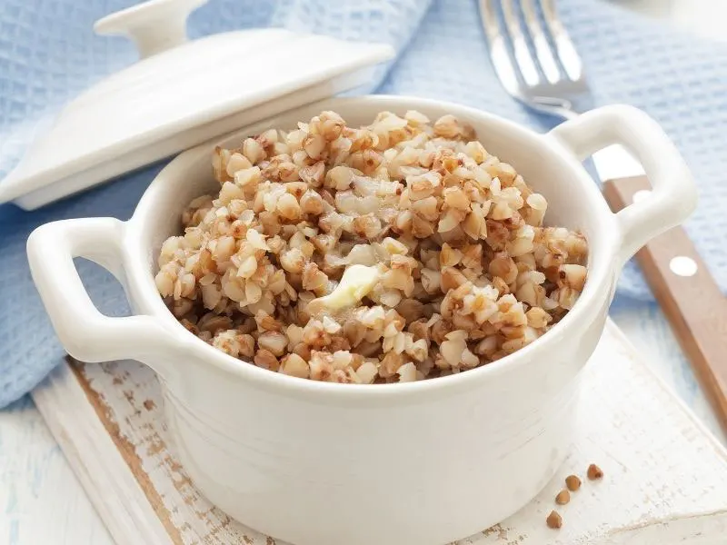 buckwheat with butter in bowl